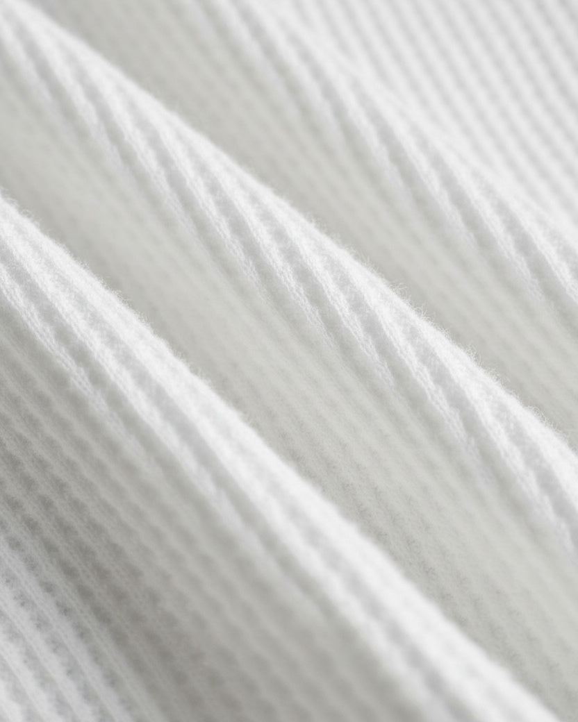 District Vision Long Sleeve Waffle Tee in white, view 3